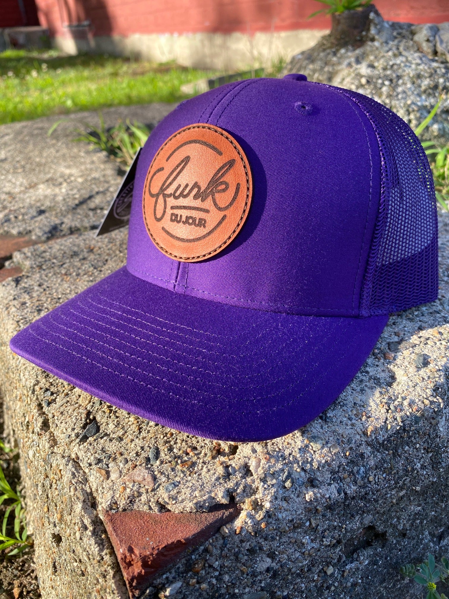Funk du Jour Prince purple with leather patch trucker cap